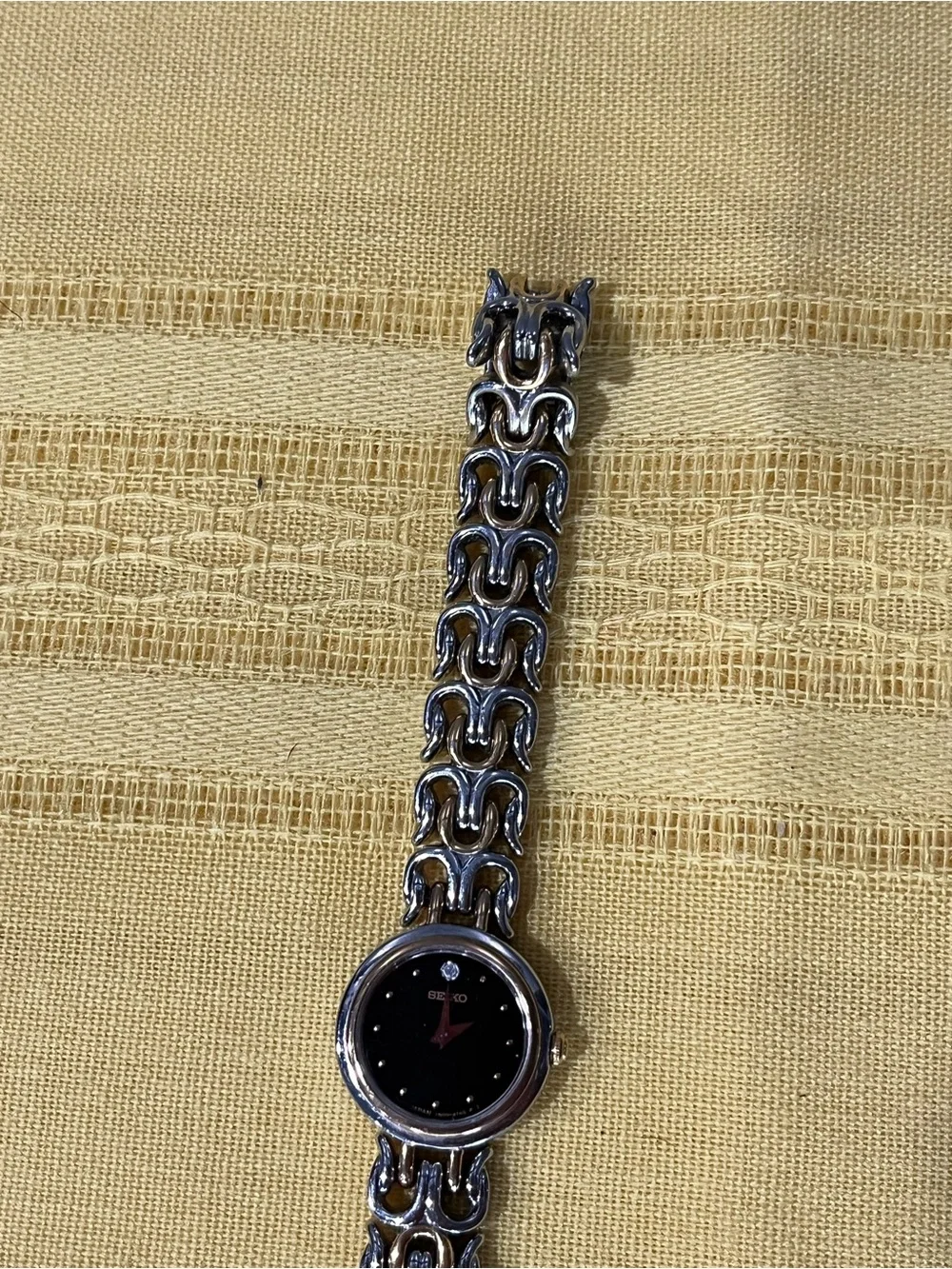 VINTAGE 1990 SEIKO Diamond Accent Two-Tone Trident Watch (As-Is / Not Running) ✨